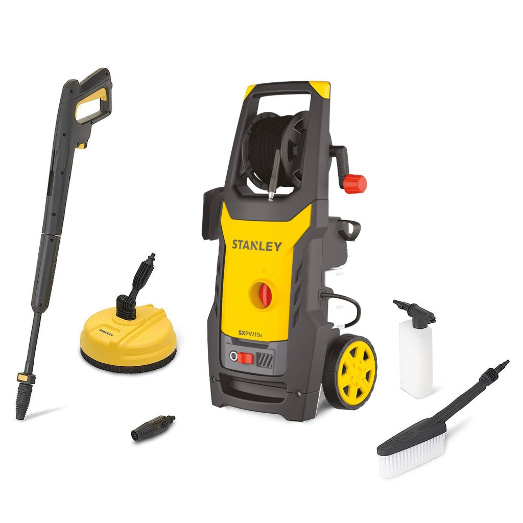 Stanley Idropulitrice SXPW19BX ad Alta Pressione, per Auto ed Esterni Casa, con Lavapavimenti e Spazzola Fissa (1900 W, 150 bar, 440 l/h)