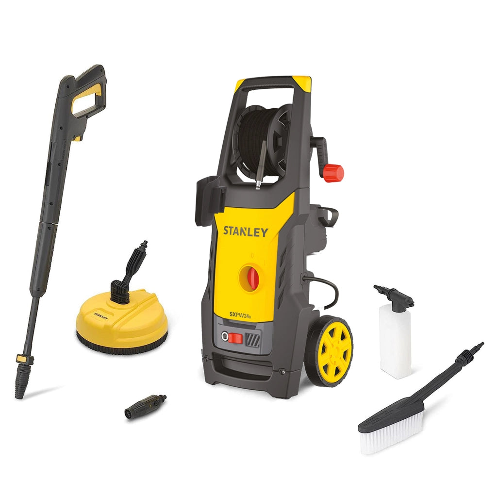 Stanley Idropulitrice SXPW24BX ad Alta Pressione, per Auto ed Esterni Casa, con Lavapavimenti e Spazzola Fissa (2400 W, 170 bar, 500 l/h)