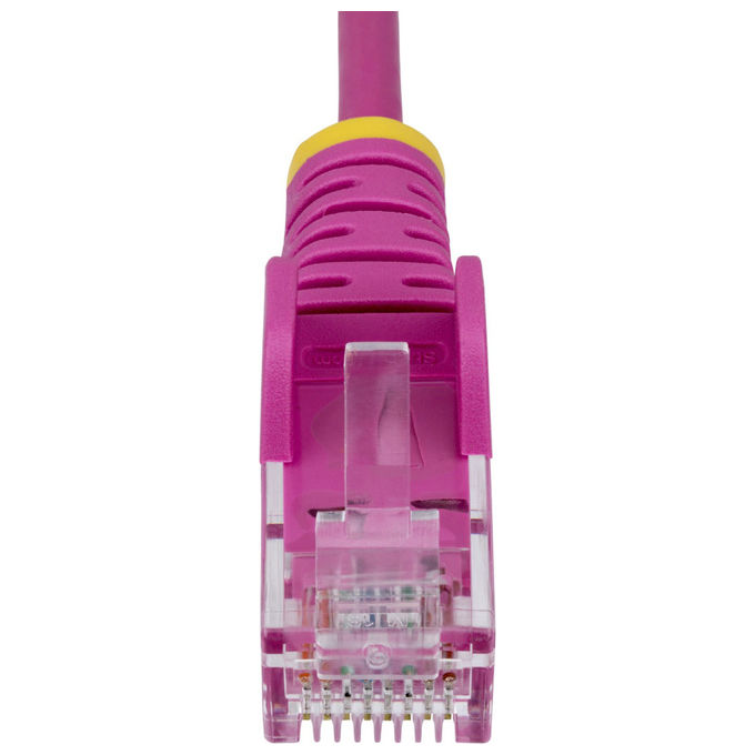 StarTech cavo ethernet Cat6 slim rosa 15m, UTP, RJ45 antigroviglio, rame puro 28AWG, LSZH, PoE++ 100W, 1Gbps