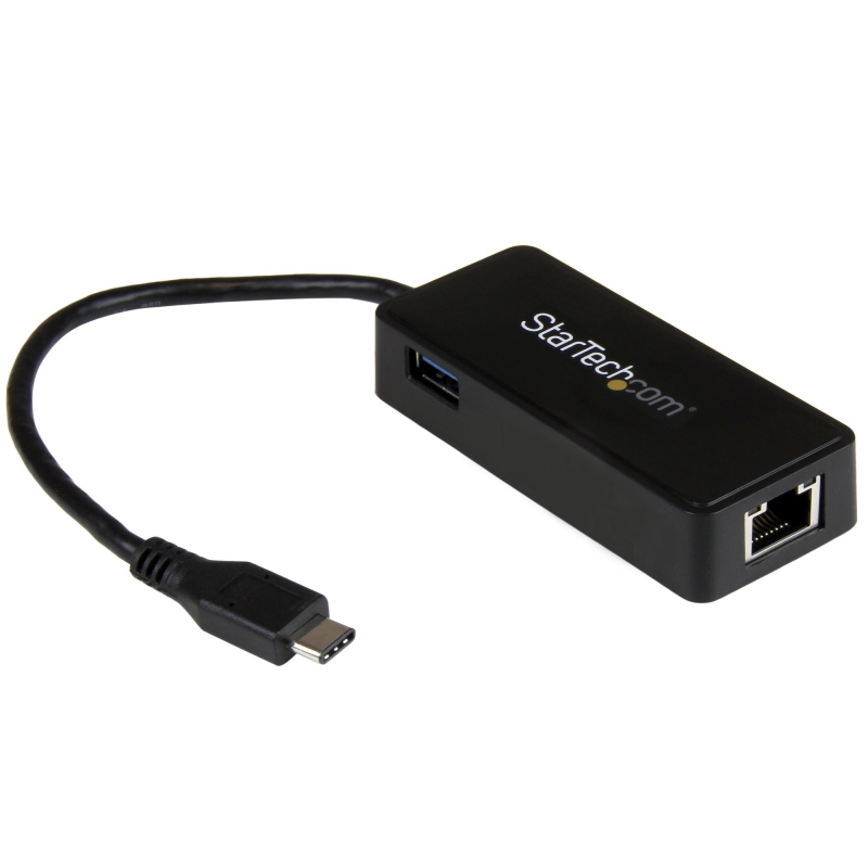 Startech.com adattatore di rete usb-c a rj45 gigabit ethernet con porta usb-a supplementare - usb 3.1 gen 1 - (5 gb/s) - nera