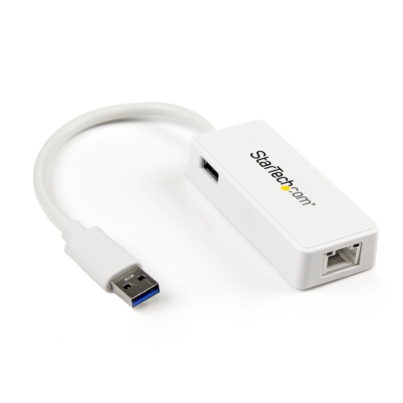 Startech.com adattatore usb 3.0 a ethernet gigabit (rj45) - scheda di rete nic esterna con porta usb integrata - bianco