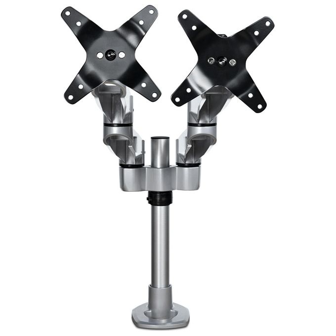 StarTech.com ARMDUALPS Supporto per Doppio Monitor da Scrivania Regolabile Altezza 160 mm Inclinazione -15 90° Rotazione 360° VESA 75x75 100x100 mm Fino a 27'' 10 Kg per Monitor colore Argento