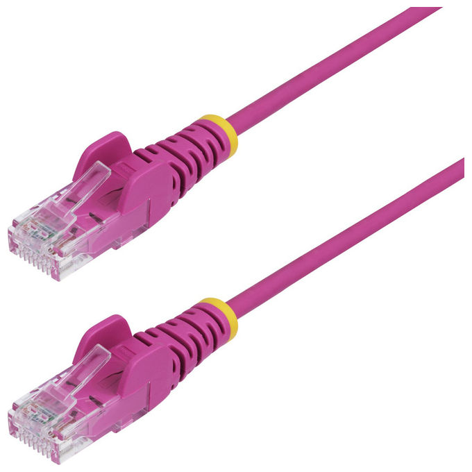 StarTech.com cavo ethernet Cat6 slim rosa 5m, patch UTP RJ45 antigroviglio, rame puro 28AWG, LSZH, PoE++ 100W, Gigabit, testato Fluke