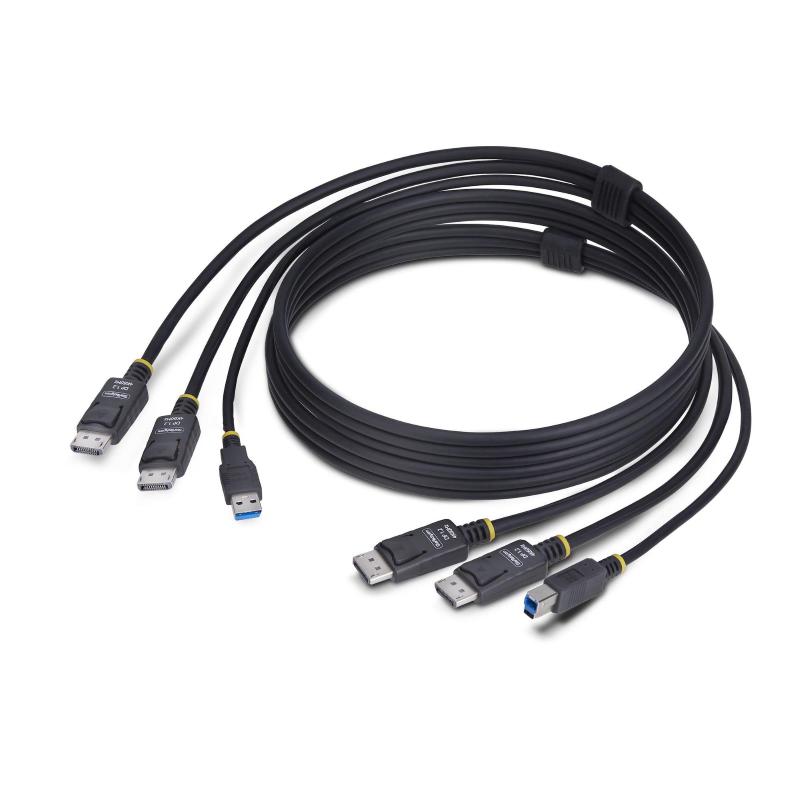 Startech.com cavo kvm con doppia porta displayport e usb 5 gbps da 1,8m, 4k 60 hz, dp 1.2 e cavo combinato usb per switch kvm a