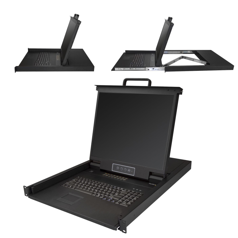 Startech.com console kvm per armadio rack - monitor lcd 19 - kvm switch vga a 16 porte integrato - cassetto kvm 1u montabiole