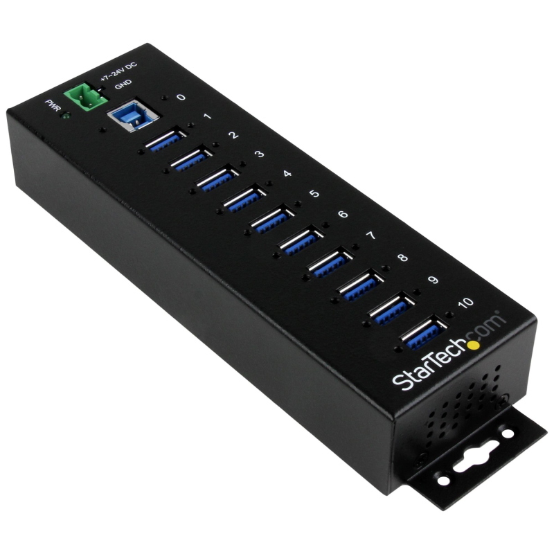 Startech.com hub industriale usb 3.0 a 10 porte - perno e concentratore usb 3.0 con esd e protezione da sovratensioni