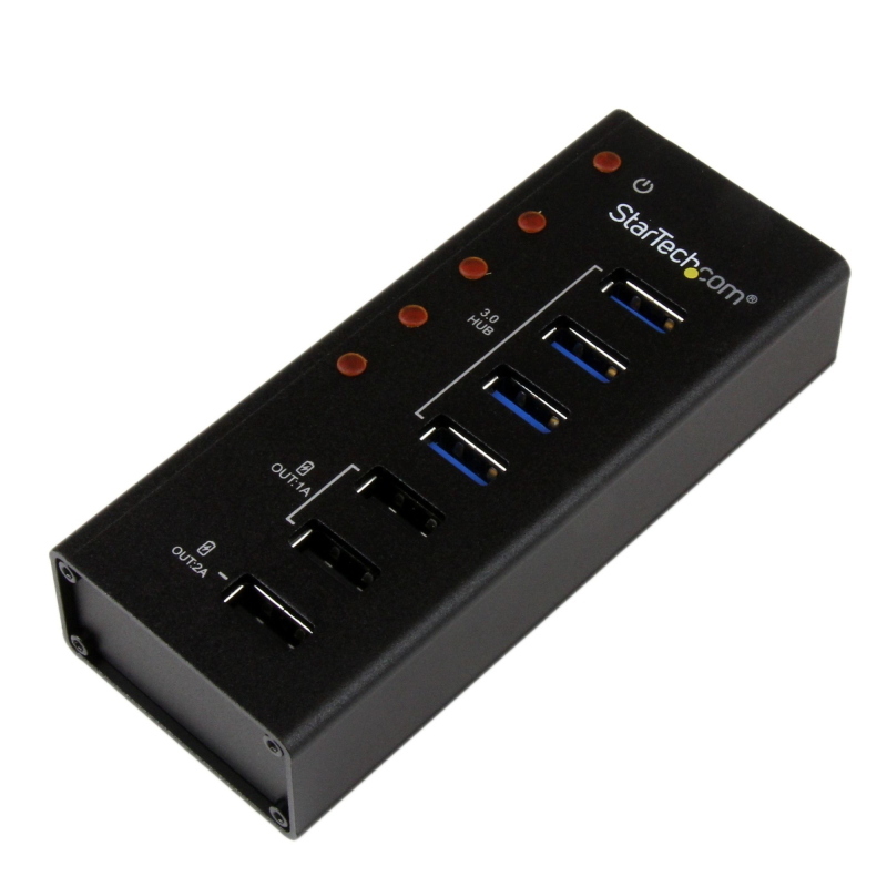 Startech.com hub usb 3.0 alimentato a 4 porte con 3 porte di ricarica usb dedicate (2 x 1a e 1 x 2a) - box esterno in metallo