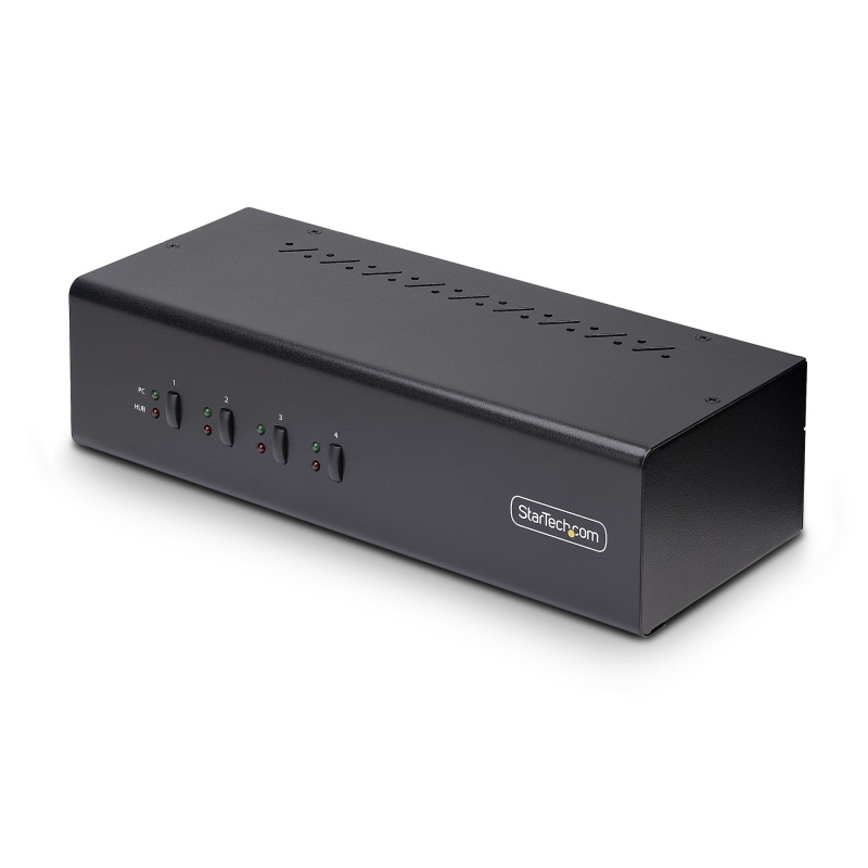 Startech.com kvm switch displayport a 4 porte con doppio monitor, 4k 60hz, 2x porte hub usb 5gbps, 2x porte hid usb 2.0,