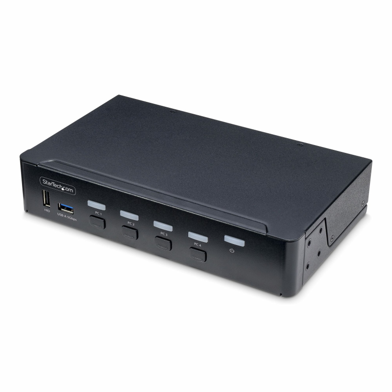 Startech.com kvm switch displayport a 4 porte, monitor singolo 4k 60hz, 6 porte usb, commutazione con pulsanti e hotkey, dp