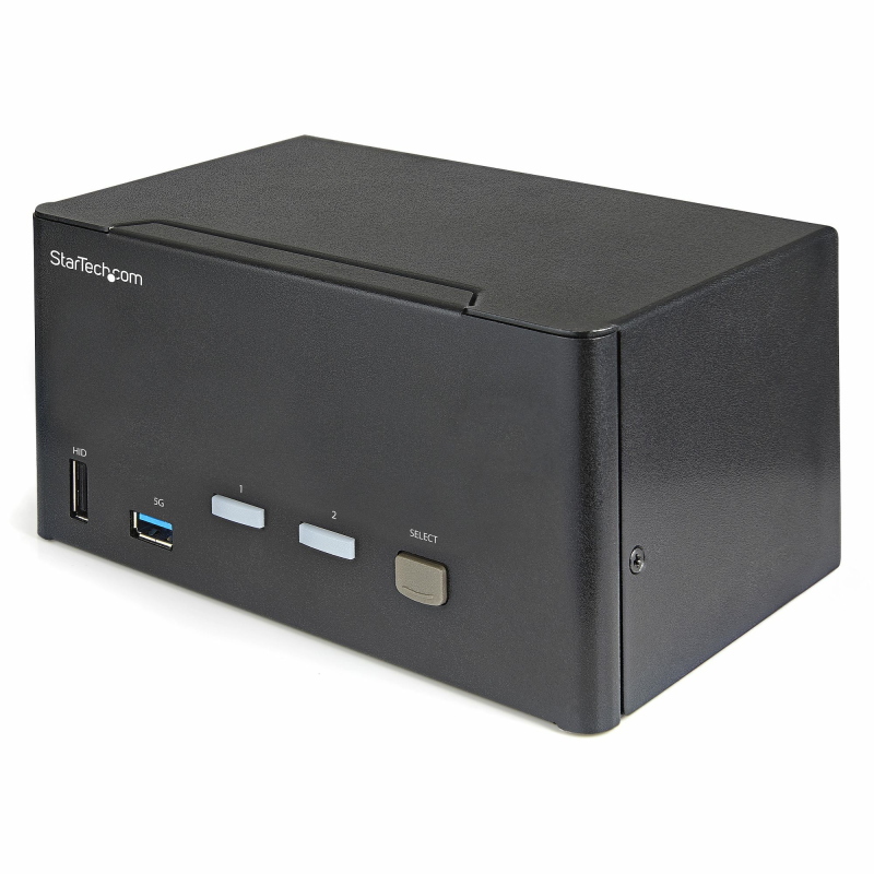 Startech.com kvm switch displayport a due porte e triplo monitor dp - 4k 60hz uhd hdr - kvm dp 1.2 per computer desktop con hub