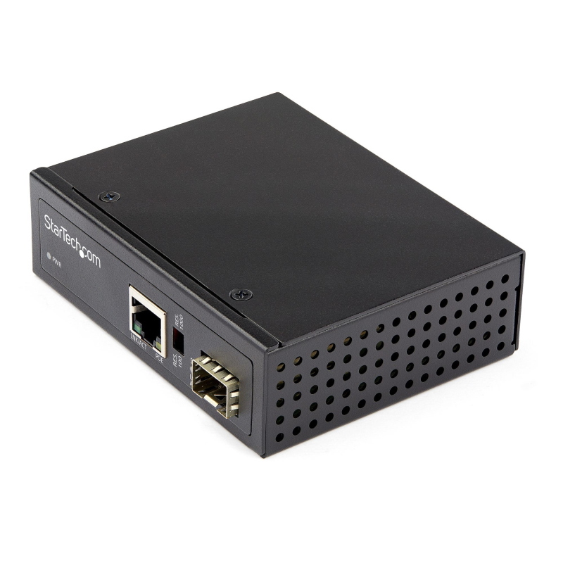 Startech.com media converter fibra a ethernet 60w - convertitore gigabit fibra ottica rame per uso industriale - poe+ media