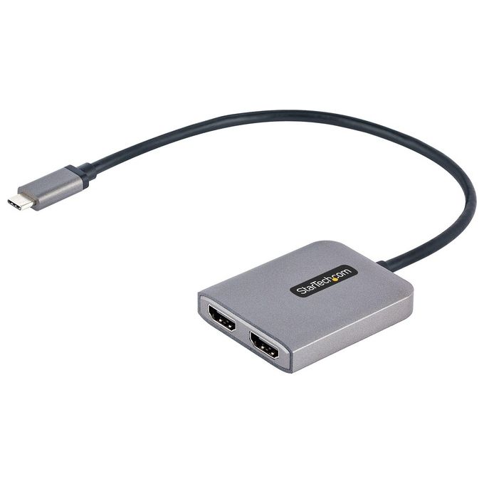 StarTech.com MST14CD122HD Adattatore USB-C a Doppio HDMI 4K 60Hz Hub MST Multi-Monitor con Cavo 30 cm colore Nero Grigio