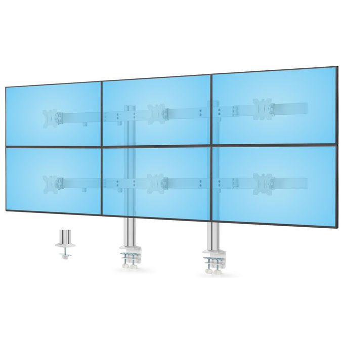 StarTech.com supporto scrivania per 6 monitor 6-MONITOR-ARM-A fino a 32'' configurazione 3x2 VESA 75x75 e 100x100 mm regolabile bianco StarTech.com supporto scrivania per 6 monitor 6-MONITOR-ARM-A fino a 32'' configurazione 3x2 VESA 75x75 e 100x100 mm regolabile bianco