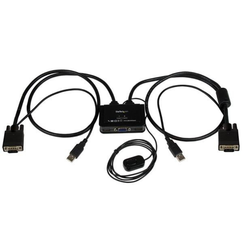 Startech.com switch commutatore kvm usb vga a 2 porte - alimentato via usb con pulsante di commutazione a distanza