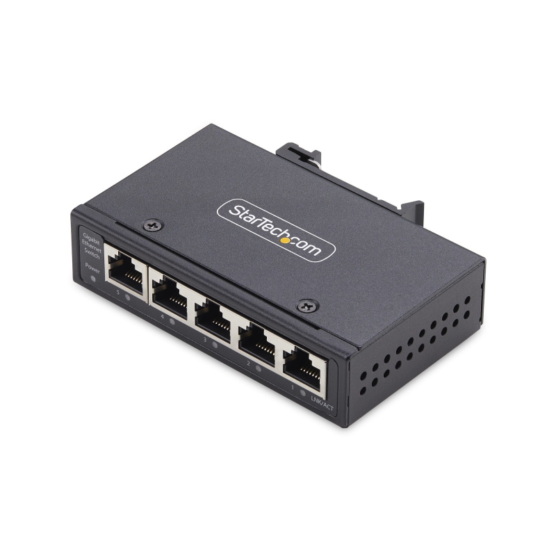 Startech.com switch di rete industriale non gestito a 5 porte, 100/1000 ethernet, montaggio su guida din/parete, switch gigabit