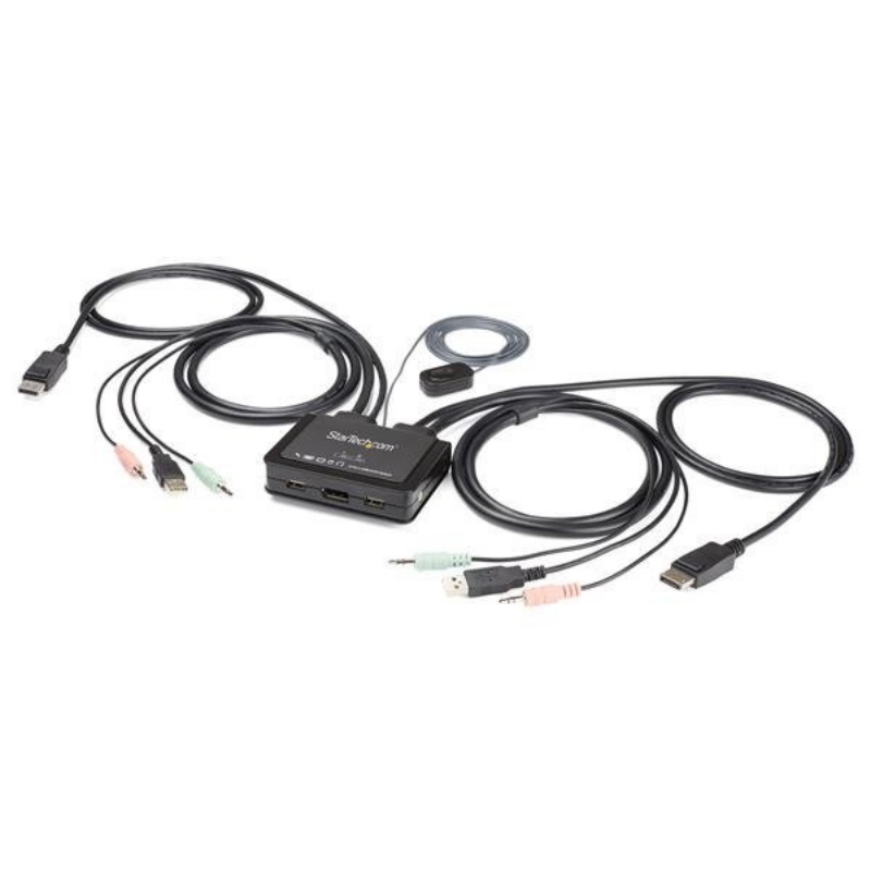 Startech.com switch displayport kvm 4k a 60 hz e 2 porte con cavi integrati Startech.com switch displayport kvm 4k a 60 hz e 2 porte con cavi integrati
