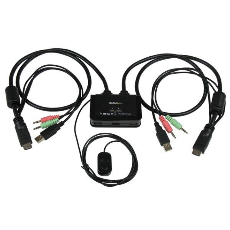 Startech.com switch kvm cavo hdmi usb 2 porte con audio e switch remoto - alimentazione usb