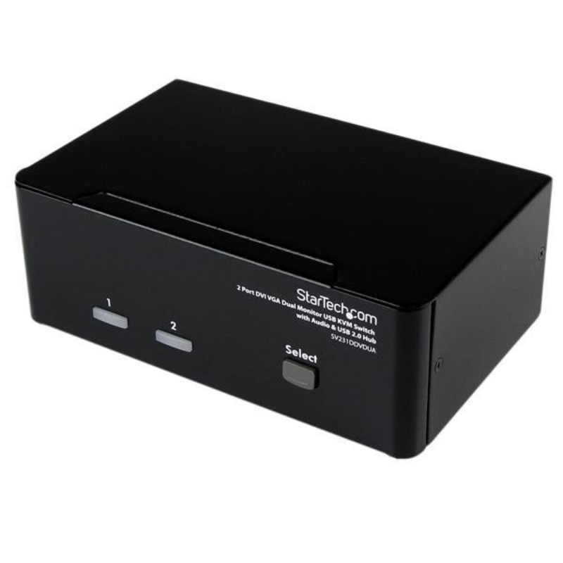 Startech.com switch kvm doppio monitor vga dvi 2 porte usb con audio e hub usb 2.0