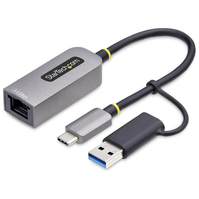 StarTech.com U2GA-USB-C-ETHERNET Adattatore di Rete USB-C a RJ45 2.5GbE NBASE-T con Adattatore USB-A incluso colore Grigio