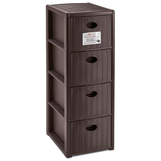 Stefanplast 001126623 Elegance Cassettiera 4 Cassetti in Polipropilene Resistente con Ruote e Piedi per Mobilita' e Stabilita' colore Moka