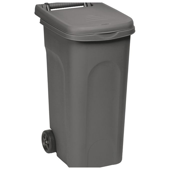Stefanplast 25599 Urban Eco System Bidone Carrellato Raccolta Differenziata 80 lt con Ruote Maniglione Anello Fermasacco colore Grigio Polvere