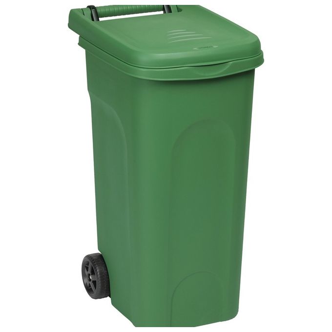 Stefanplast 25600 Urban Eco System Bidone Carrellato Raccolta Differenziata 80 Lt con Ruote Maniglione Anello Fermasacco colore Verde