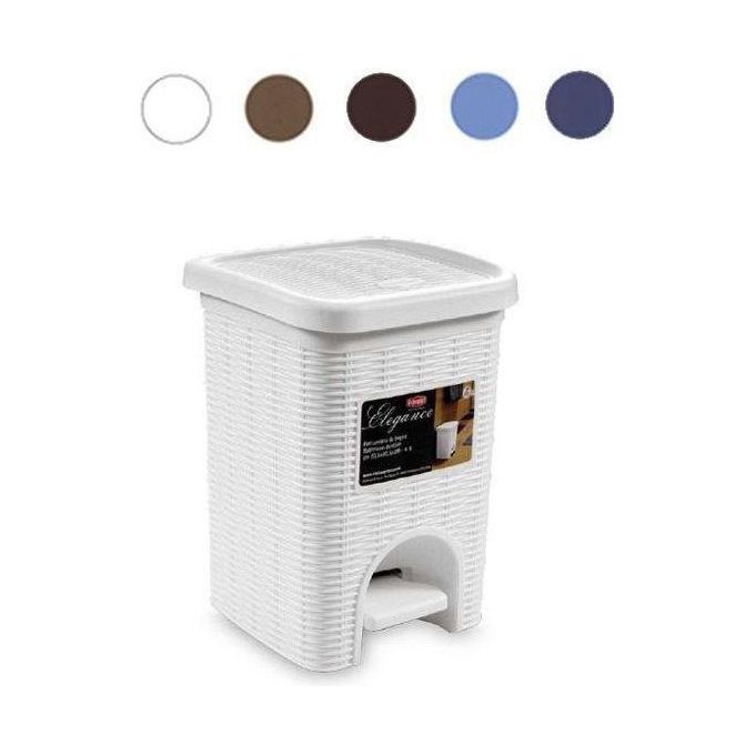 Stefanplast 30102 Elegance Pattumiera Bagno a Pedale 6 L con Cestello Estraibile finitura Midollino colore Moka