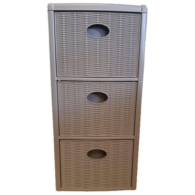 Stefanplast 30252 Elegance Cassettiera 3 Cassetti con Ruote e Piedini Tortora