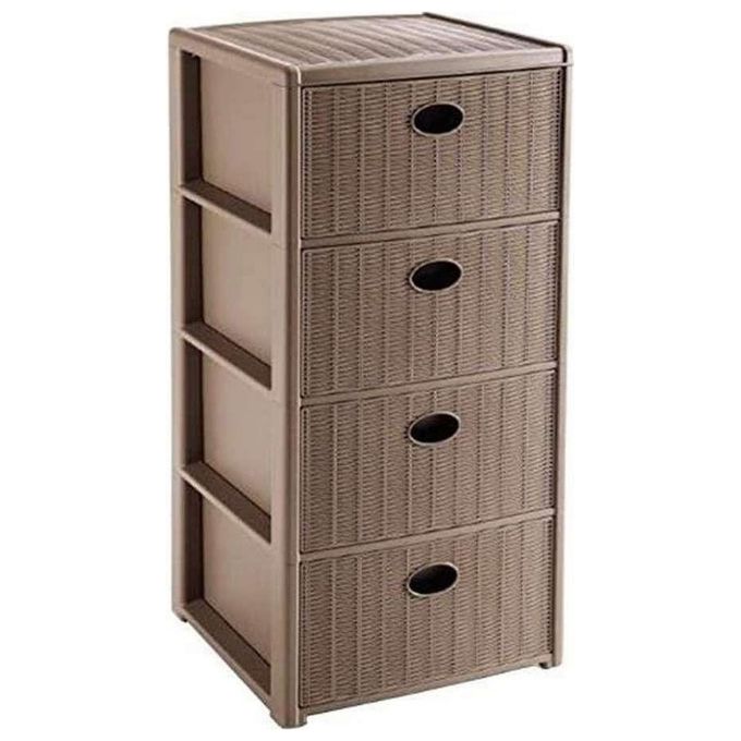 Stefanplast 30401 Elegance Cassettiera 4 Cassetti Finitura Midollino 40x40x80 cm colore Tortora