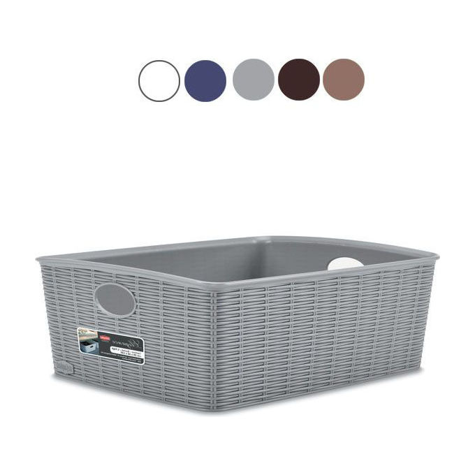 Stefanplast 3855721 Elegance Cestino Portaoggetti Rettangolare Finitura Midollino 36x29x13 cm colore Grigio