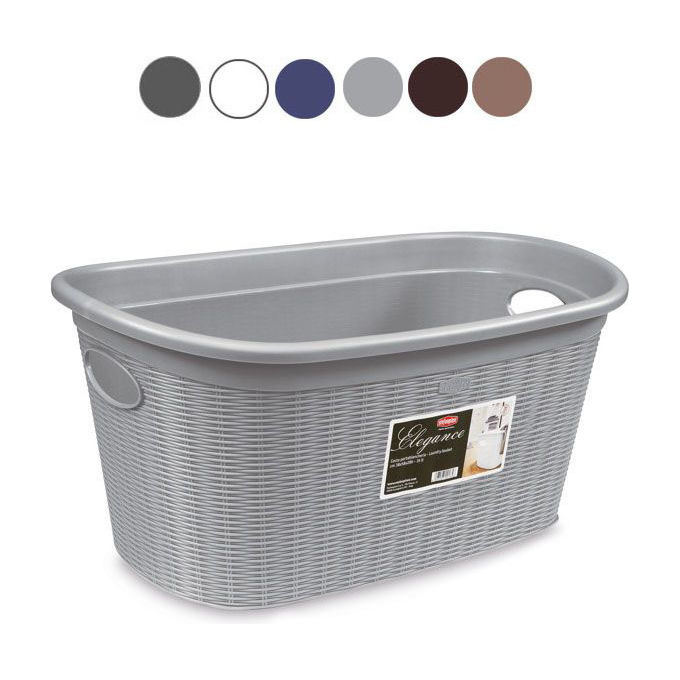 Stefanplast 3866021 Elegance Cesta Portabiancheria Ovale con Manici Soft Touch 35L colore Grigio