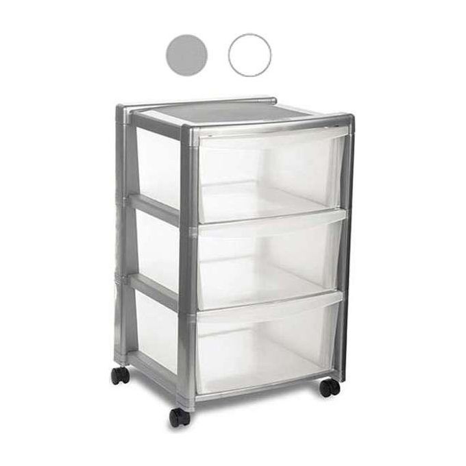 Stefanplast 50330 Libera Cassettiera 3 Cassetti in Polipropilene 40x40x63 cm con Ruote colore Silver