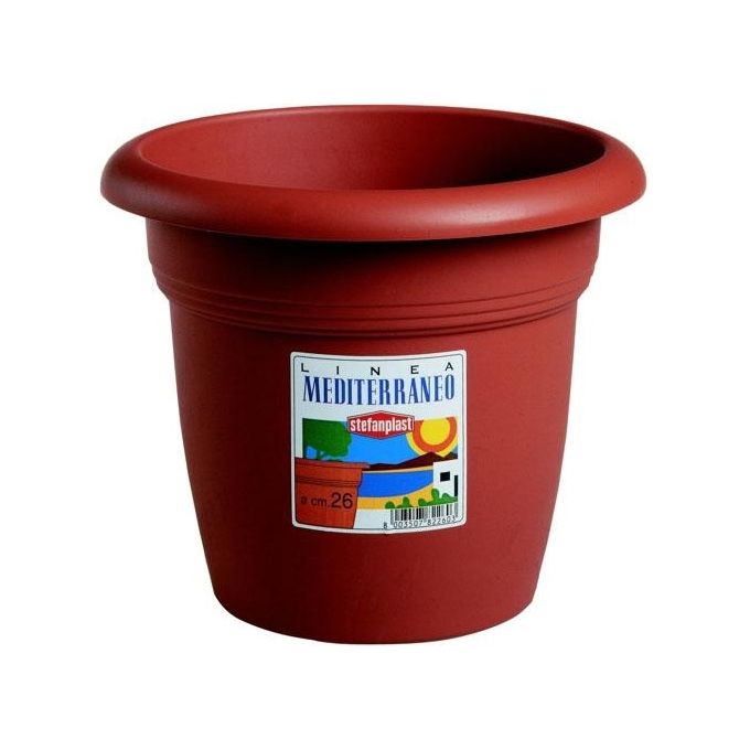 Stefanplast 82450 Linea Mediterraneo Vaso Tondo in Plastica PP5 Effetto Coccio 45 cm 30 lt colore Terracotta