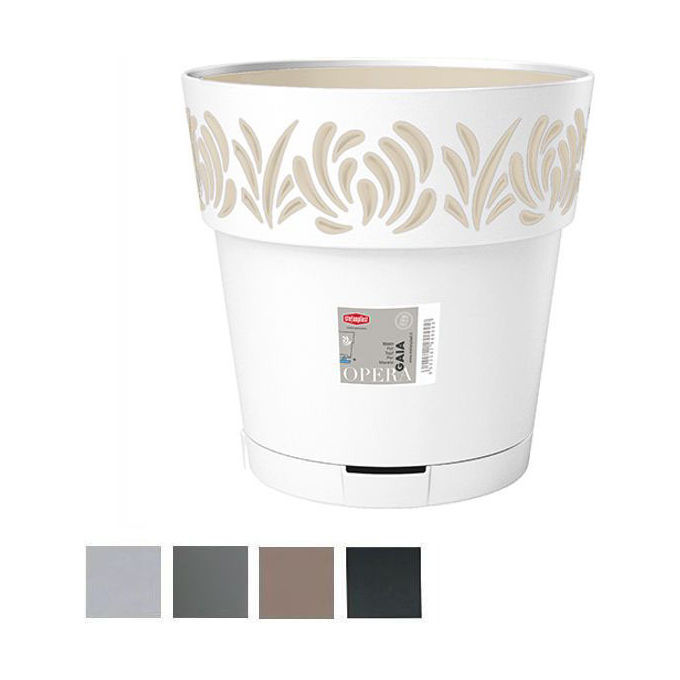 Stefanplast 88600 Gaia Vaso Tondo da Giardino con Riserva d'Acqua 11,8 L diametro 30 cm colore Bianco