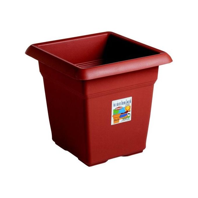 Stefanplast 90450 Mediterraneo Fioriera Quadrata in Plastica 45x45x40 cm 42 lt resistente UV e gelo colore Terracotta