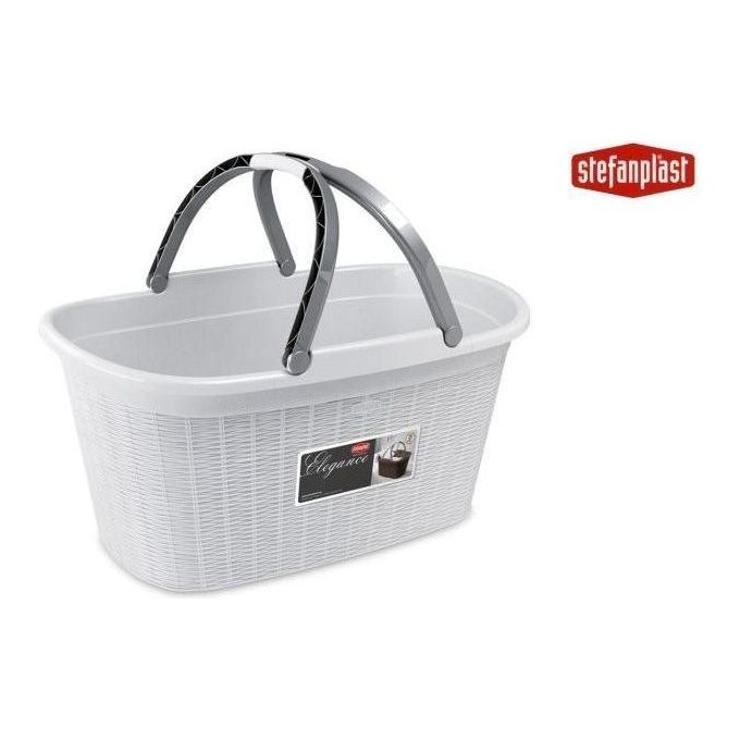 Stefanplast Cesta Rettangolare 38x58x295cm Bianca con Manici Elegance