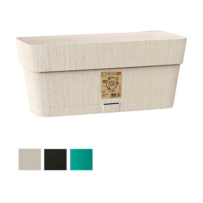 Stefanplast STF1129 Ethica Balconetta Fioriera Rettangolare con Riserva Acqua 50cm in Plastica Riciclata colore Verde Oliva