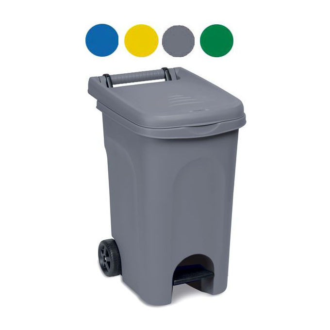 Stefanplast STF1146 Urban Eco Bidone Pattumiera a Pedale 60 lt con Ruote e Maniglione Posteriore colore Blu