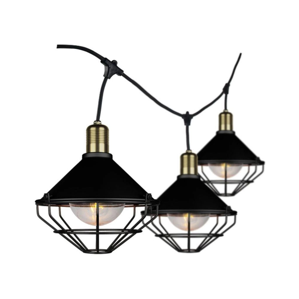 Stringa LED Ligh 3m con 6 lampadine Matt Black IP65