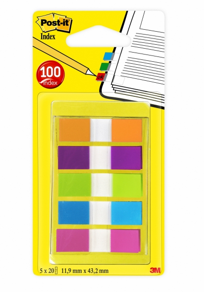 Striscia Post-it con 12 confezioni da 5 dispenser ciascuna contenente 20 pennarelli riposizionabili - Colori assortiti Striscia Post-it con 12 confezioni da 5 dispenser ciascuna contenente 20 pennarelli riposizionabili - Colori assortiti