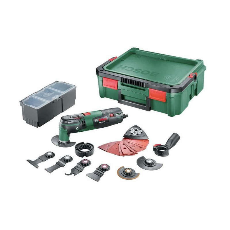 Strumento Multifunzione Bosch Pmf 250 Ces Con 1 Cassetta Degli Attrezzi Systembox, 20 Accessori
