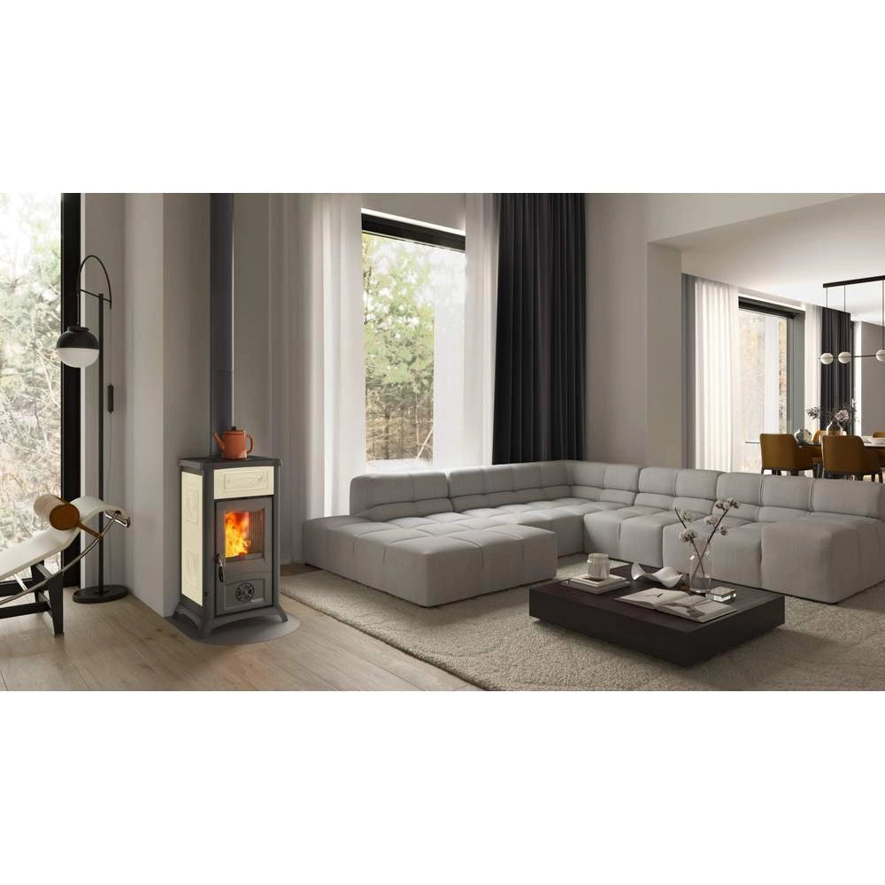 Stufa a Legna Gemma 5.0 Ceramica Bianca Nordica