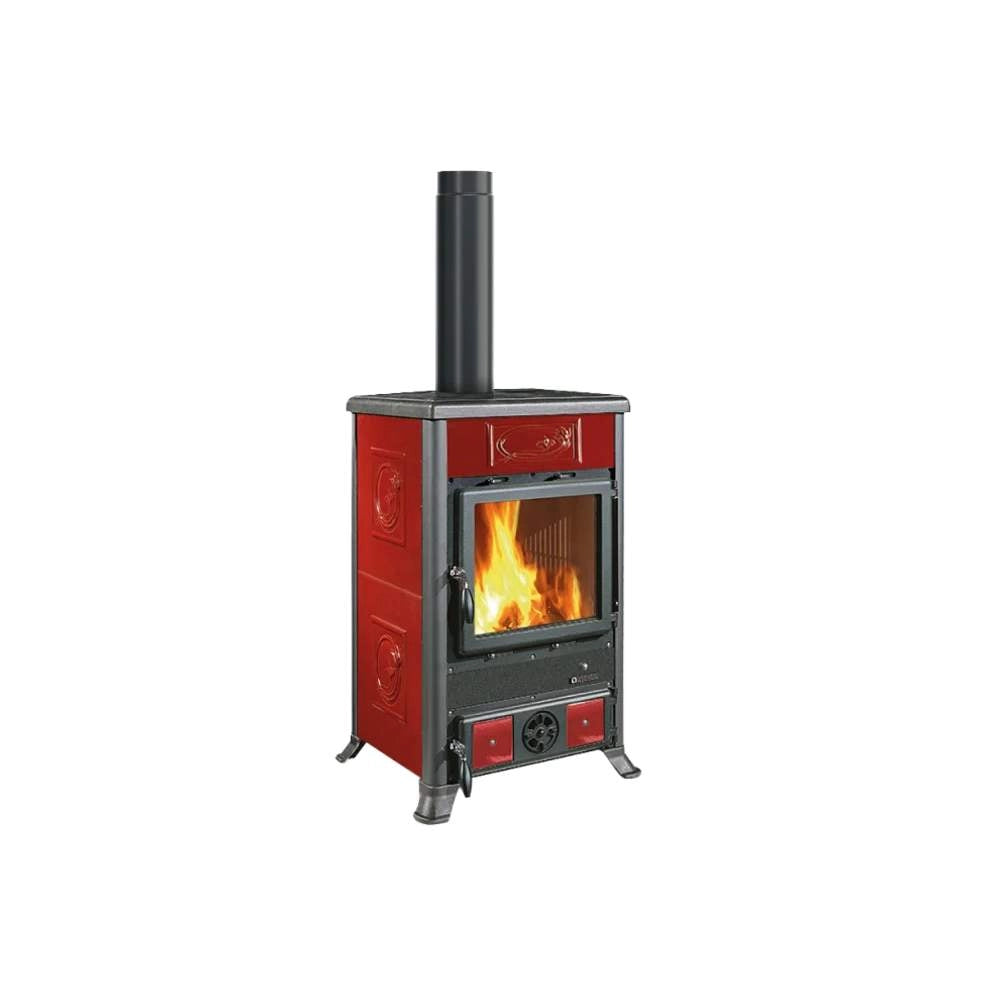 Stufa a Legna Rossella R1 5.0 Ceramica Maiolica Nordica Colore: Bordeaux