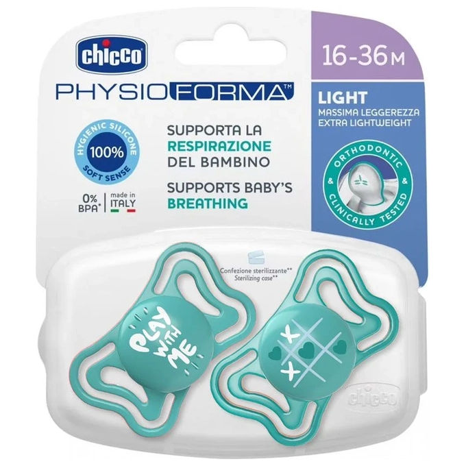 Succhietto bimbo (16-36m) silicone 2 pz PHYSIOFORMA LIGHT Blu e Bianco 00071086210000