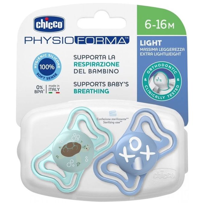 Succhietto bimbo (6-16m) silicone 2 pz PHYSIOFORMA LIGHT Azzurro e Bianco 00071087210000
