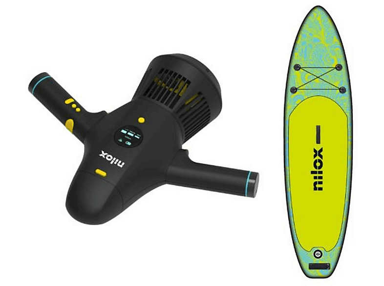 Sup gonfiabile a tre pinne elettrico NILOX KAHUNA WAI, acquascooter incluso, dimensioni cm 320x81x15, pagaia inclusa