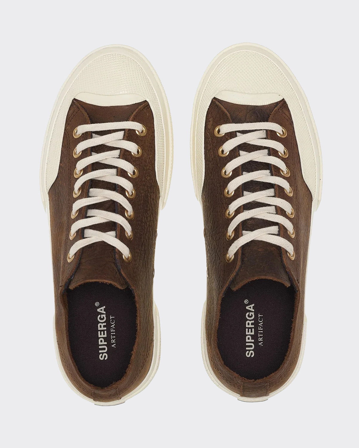 Superga Sneakers 2432 Works Elephant Tumbled Leather Umber Marrone/Off-White