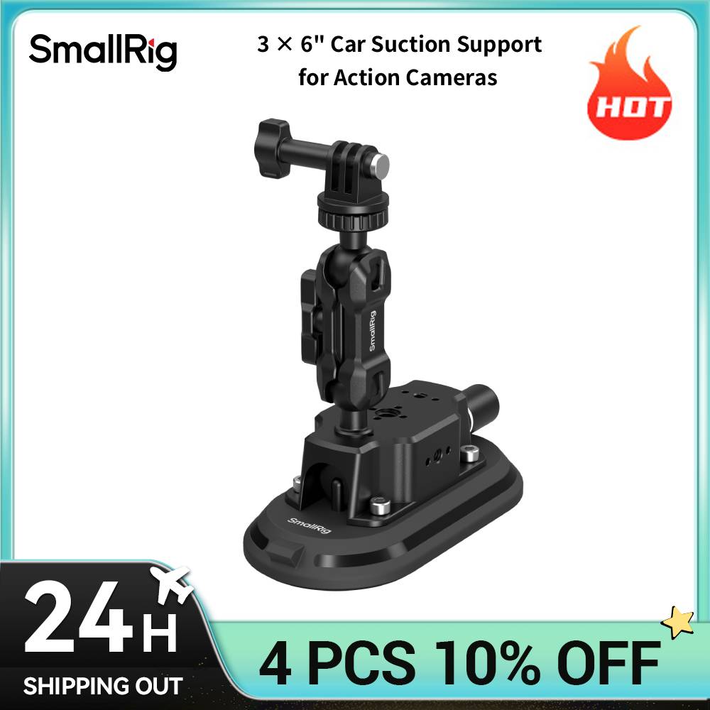 Supporto a ventosa SmallRig 3 × 6 pollici per action cam, design ovale a vuoto, potente aspirazione, doppie teste a sfera per DJI e Insta360