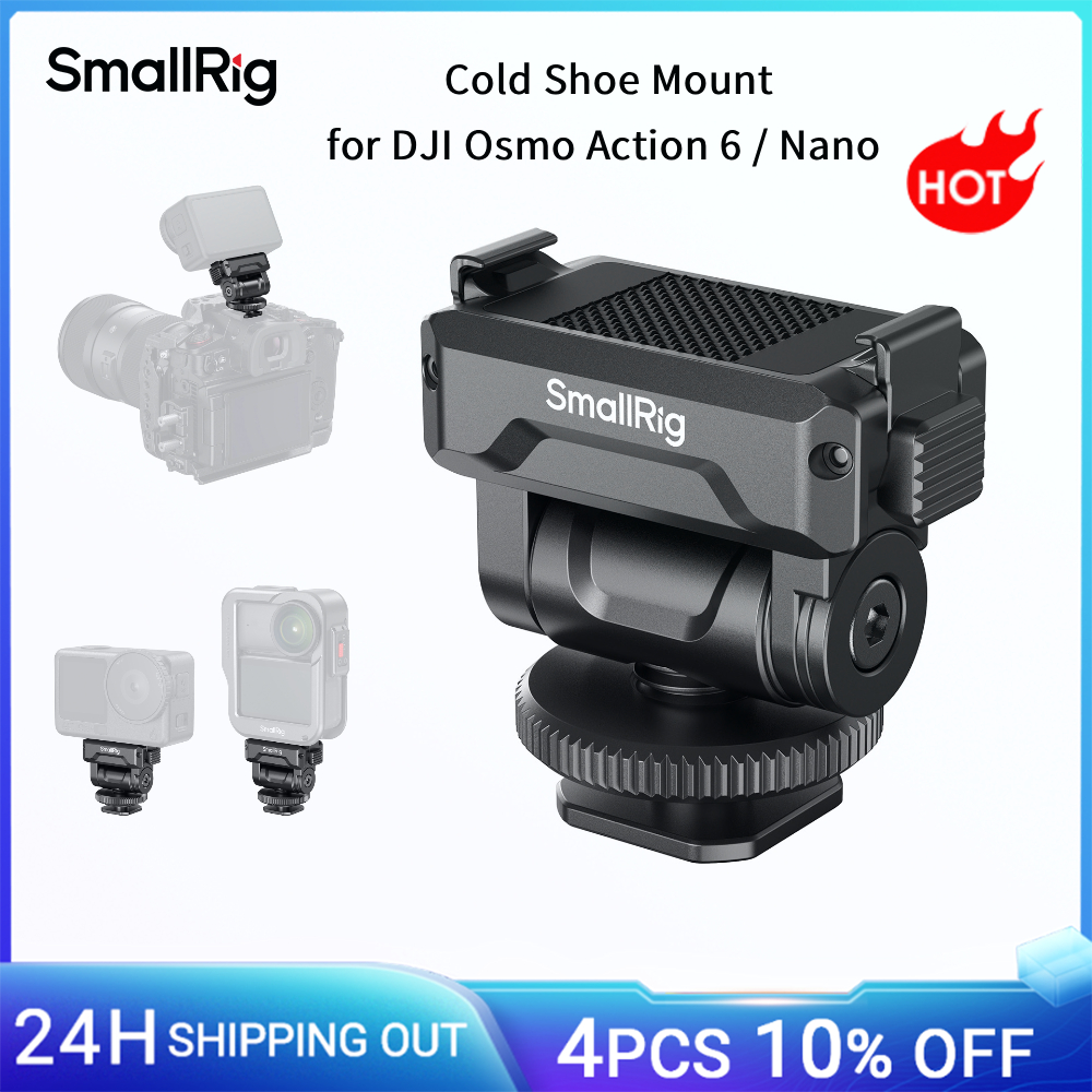 Supporto Cold Shoe SmallRig per DJI Osmo Action 6 / Nano, con attacco a sgancio rapido 160 ° Regolabile in Inclinazione con Foro da 1/4"-20 per Gabbie