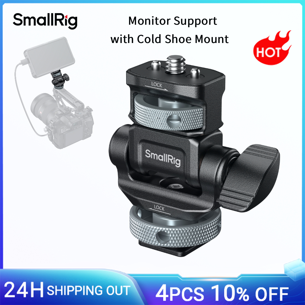 Supporto Monitor SmallRig per Riprese Orizzontali e Verticali con Attacco Cold Shoe Girevole e Inclinabile Regolabile per Maniglia DSLR Cage 6313